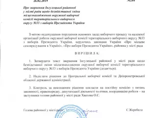 Ингулецкий райсовет принял решение об опротестовании смены месторасположения ОИК округа №33